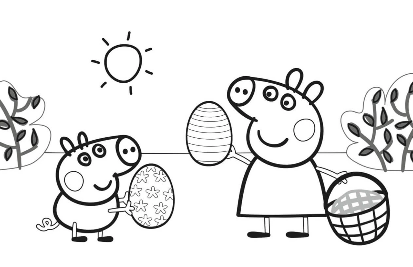 Coloring Peppa Pig painting Easter eggs
